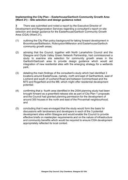 Easterhouse/Gartloch Community Growth Area (Ward 21) – Site Selection and Design Guidance Noted