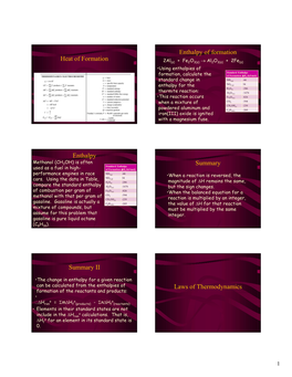 Heat of Formation Enthalpy of Formation Enthalpy Summary