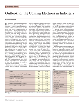 Outlook for the Coming Elections in Indonesia