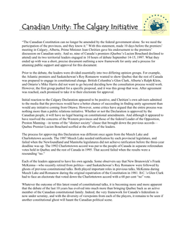 Canadian Unity: the Calgary Initiative