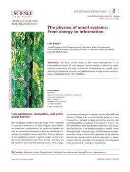 The Physics of Small Systems: from Energy to Information