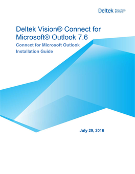 Deltek Vision 7.6 Connect for Microsoft Outlook Installation Guide