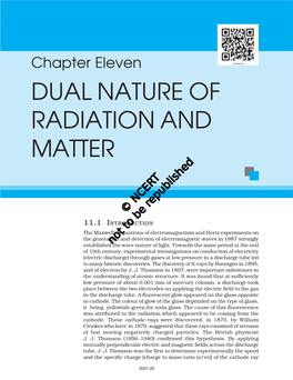 Chapter Eleven DUAL NATURE of RADIATION and MATTER