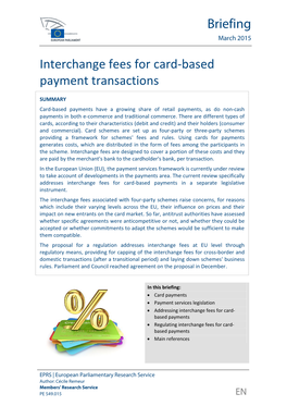 Interchange Fees for Card-Based Payment Transactions