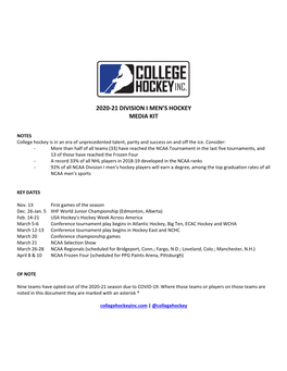 2020-21 Division I Men's Hockey Media