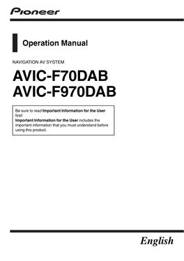 Avic-F70dab Avic-F970dab