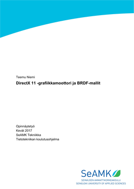 Directx 11 -Grafiikkamoottori Ja BRDF-Mallit