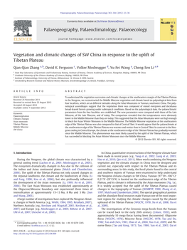 Vegetation and Climatic Changes of SW China in Response to the Uplift of Tibetan Plateau