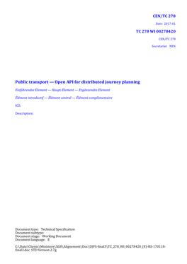 Public Transport — Open API for Distributed Journey Planning