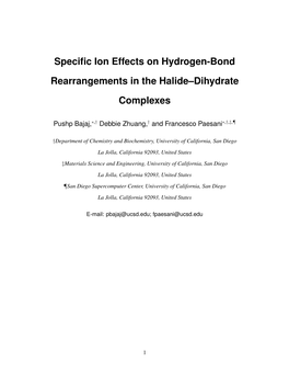 Specific Ion Effects on Hydrogen-Bond Rearrangements In