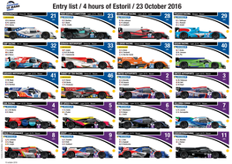 Entry List / 4 Hours of Estoril / 23 October 2016