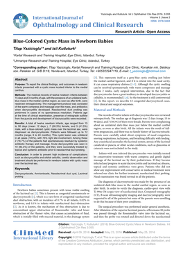 Blue-Colored Cystıc Mass in Newborn Babies Titap Yazicioglu1* and Isil Kutluturk2