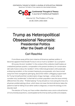 Trump As Heteropolitical Obsessional Neurosis: Presidential Politics After the Death of God