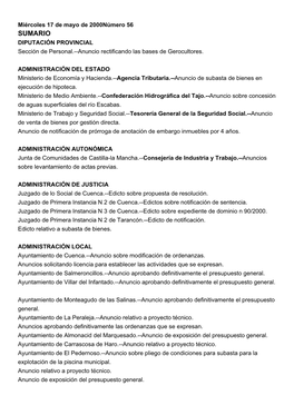 SUMARIO DIPUTACIÓN PROVINCIAL Sección De Personal.--Anuncio Rectificando Las Bases De Gerocultores