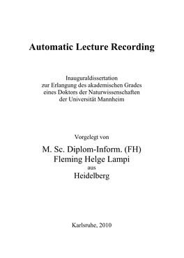 Automatic Lecture Recording