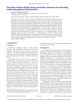 The Limits of Navier-Stokes Theory and Kinetic Extensions for Describing Small-Scale Gaseous Hydrodynamics ͒ Nicolas G