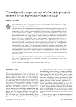 The Oldest and Youngest Records of Afrosoricid Placentals from the Fayum Depression of Northern Egypt