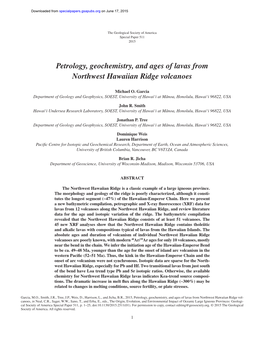 Petrology, Geochemistry, and Ages of Lavas from Northwest Hawaiian Ridge Volcanoes