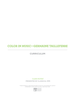 Color in Music—Germaine Tailleferre