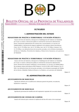 BOLETÍN OFICIAL DE LA PROVINCIA DE VALLADOLID Número 2021/93 Miércoles, 19 De Mayo De 2021 Pág 1