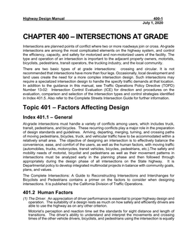 Chapter 400: Intersections at Grade