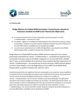 Bridge Alliance Et La Global M2M Association S'associent Pour