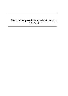 Alternative Provider Student Record 2015/16 Table of Contents (By Entity)