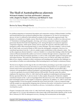 Kimbel, Rak, and Johanson Hint Might Very Well Support Recent Notions That More Than One Taxon Is Included in the A