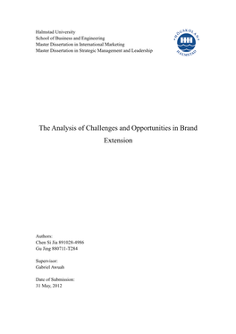 The Analysis of Challenges and Opportunities in Brand Extension