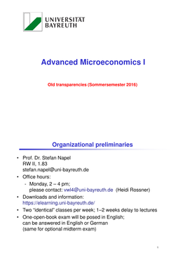 Advanced Microeconomics I