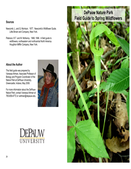 Depauw Nature Park Field Guide to Spring Wildflowers Sources