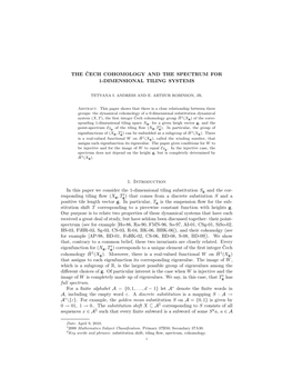 The ˘Cech Cohomology and the Spectrum for 1