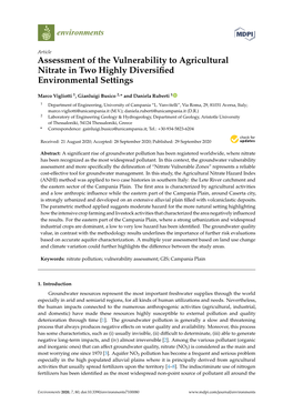 Assessment of the Vulnerability to Agricultural Nitrate in Two Highly Diversiﬁed Environmental Settings