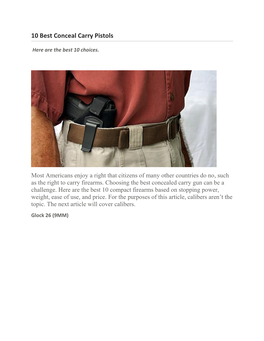 10 Best Conceal Carry Pistols
