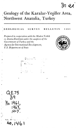 Geology of the Karalar-Yesiller Area, 'Northwest Anatolia, Turkey