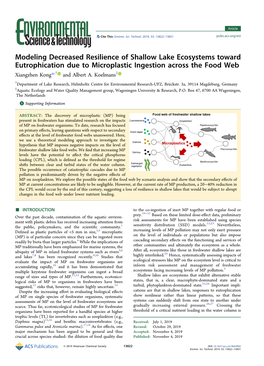 Modeling Decreased Resilience of Shallow Lake Ecosystems Toward Eutrophication Due to Microplastic Ingestion Across the Food Web † ‡ Xiangzhen Kong*, and Albert A