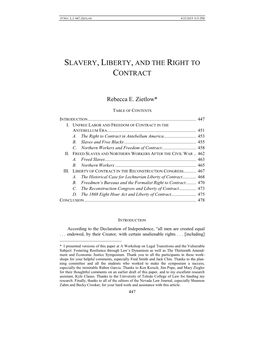 Slavery, Liberty, and the Right to Contract