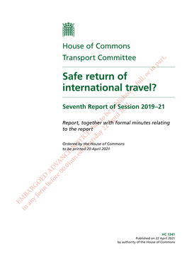 The Safe Return of International Travel?