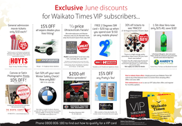 Exclusive June Discounts for Waikato Times VIP Subscribers