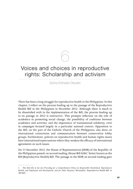 Voices and Choices in Reproductive Rights: Scholarship and Activism