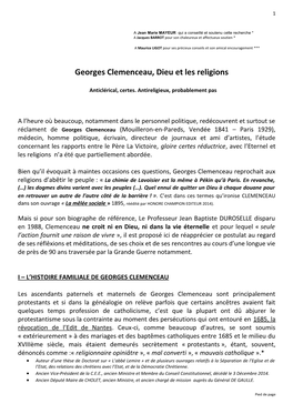 Georges Clemenceau Et Les Chrétiens