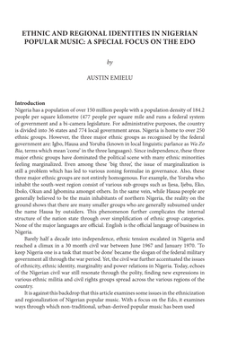Ethnic and Regional Identities in Nigerian Popular Music: a Special Focus on the Edo