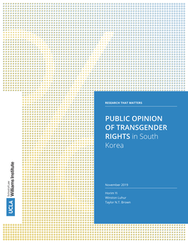 PUBLIC OPINION of TRANSGENDER RIGHTS in South Korea