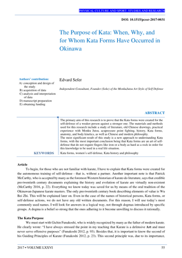 When, Why, and for Whom Kata Forms Have Occurred in Okinawa