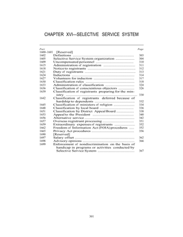 Chapter Xvi—Selective Service System