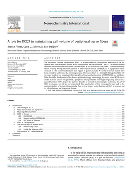 A Role for KCC3 in Maintaining Cell Volume of Peripheral Nerve Fibers