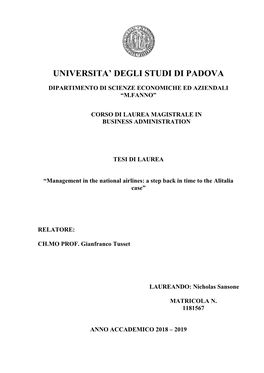 Universita' Degli Studi Di Padova