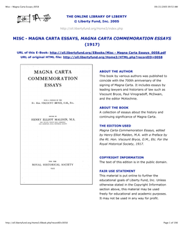 Misc - Magna Carta Essays 0058 09/15/2005 09:53 AM