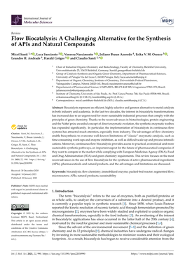 Flow Biocatalysis: a Challenging Alternative for the Synthesis of Apis and Natural Compounds