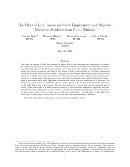 The Effect of Land Access on Youth Employment and Migration